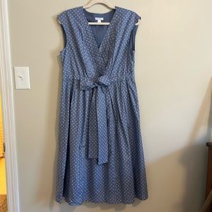 Garnet Hill Chambray Dress with Tie, Size 8